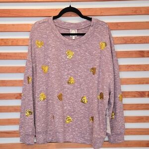 NWT Tru Self Gold Heart Women's Sweatshirt